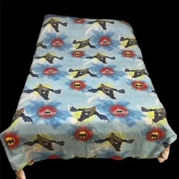 Batman DC Comics Twin Flat Sheet only Black Logo Pattern Bedding - Picture 1 of 6